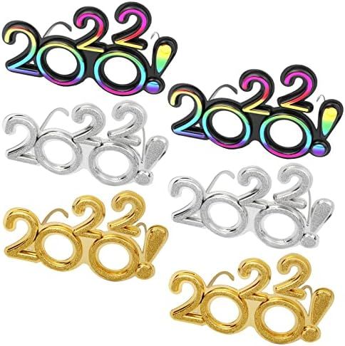 IYSHOUGONG 6Pcs 2022 Glitter Party Glasses Happy New Year Party Eyeglasses Novelty New Year Eyewe... | Amazon (US)