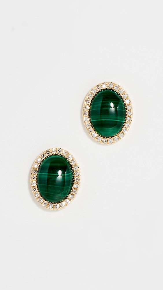 14k Diamond & Malachite Stud Earrings | Shopbop