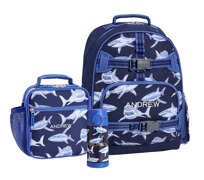Mackenzie Blue Sharks Backpack & Lunch Bundle, Set Of 3 | Pottery Barn Kids