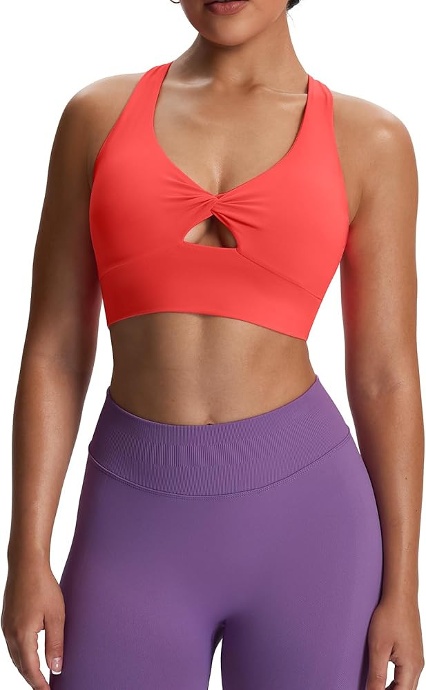 Aoxjox Women's Workout Sports Bras Twist Front Fitness Training Gym Bra Yoga Crop Lola Tank | Amazon (US)