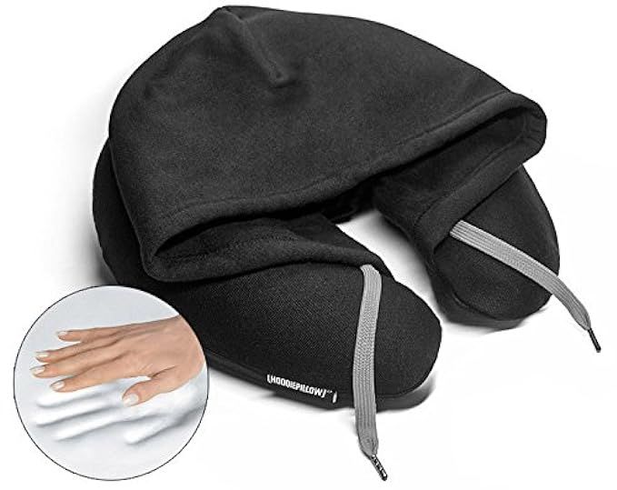 HoodiePillow Brand Memory Foam Hooded Travel Pillow - Black | Amazon (US)