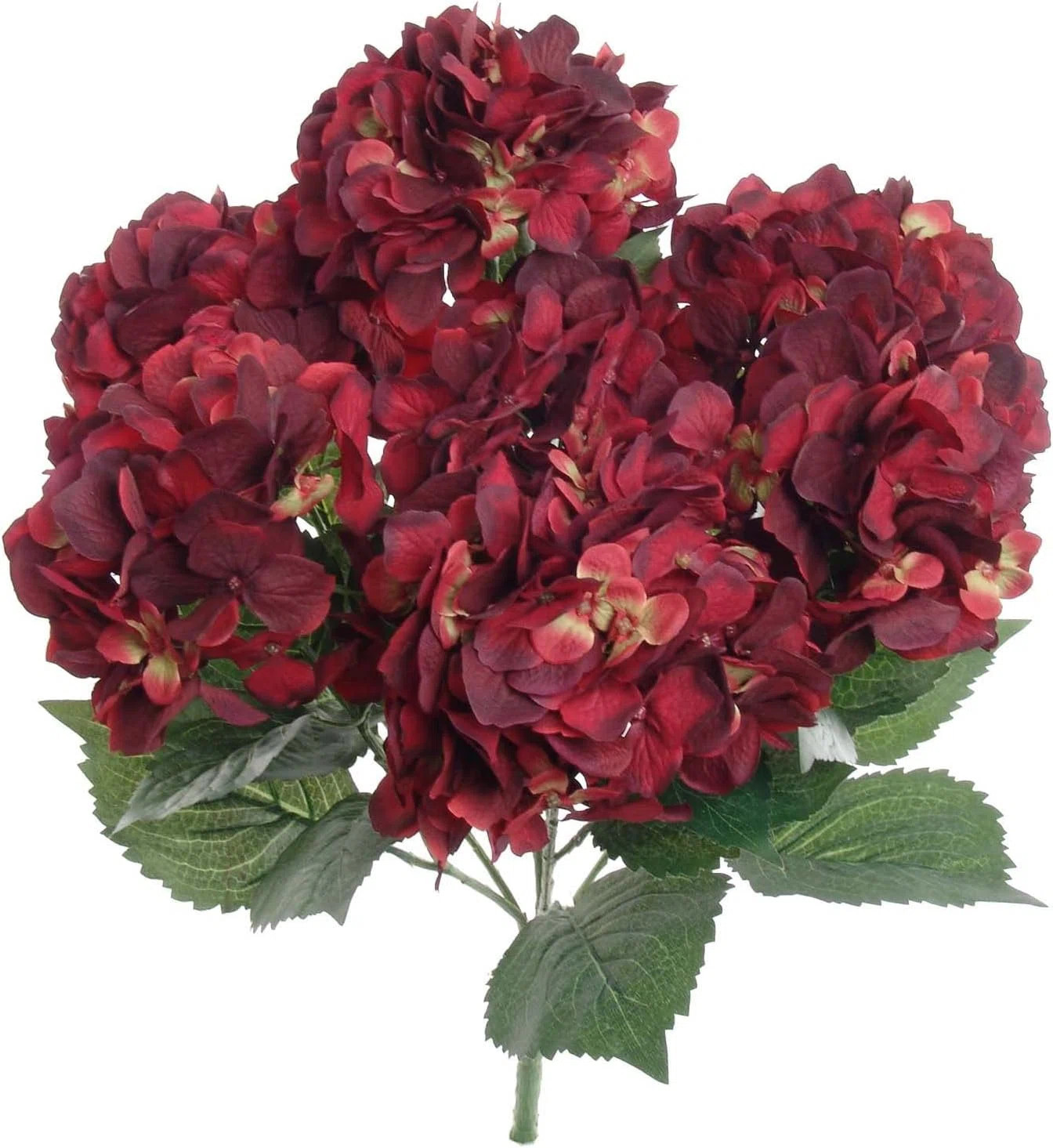 21" Artificial Burgundy Hydrangea Bush with 5 Heads | Wayfair North America