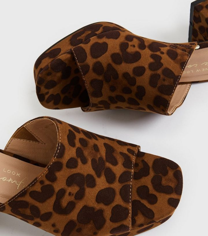 Wide Fit Brown Leopard Print Block Heel Chunky Mules
						
						Add to Saved Items
						Remove... | New Look (UK)
