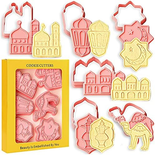 HAIEED Eid Mubarak Cookie Cutters 6 PCS Ramadan Islamic Muslim Biscuit Mold, Mosque, Lantern, Cam... | Amazon (US)