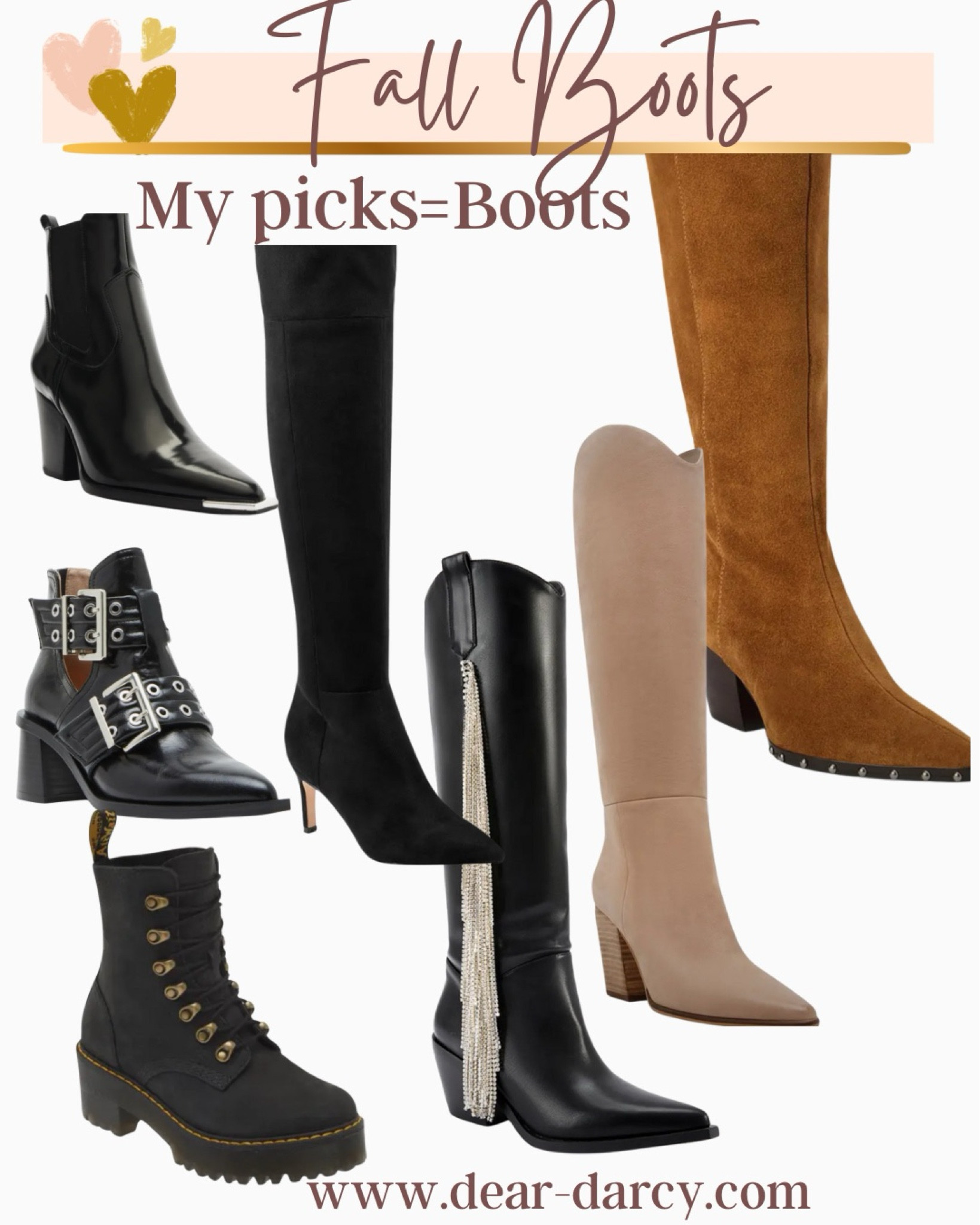 Fall Boots
My picks for this Fall & Winter season…

You know I love me some beautiful boots and here are styles to take you from work week to the weekend and everything in between..

Western
Fall festival 
Pumpkin patch 
Mountain
Casual chic
A Little Rock & roll 


#LTKStyleTip #LTKShoeCrush #LTKSaleAlert