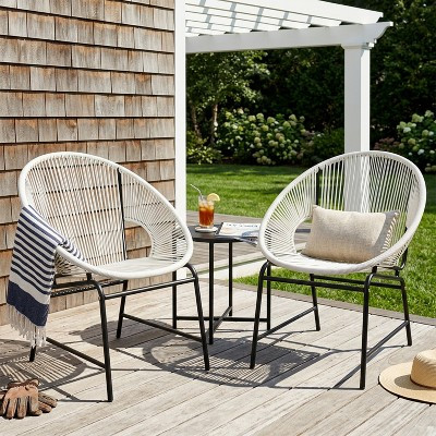 Gulches Set of 2 Outdoor Patio Wicker Chairs White PE Rattan Durable Iron Frame Weather Resistant for Backyard Poolside Balcony and Garden | Target