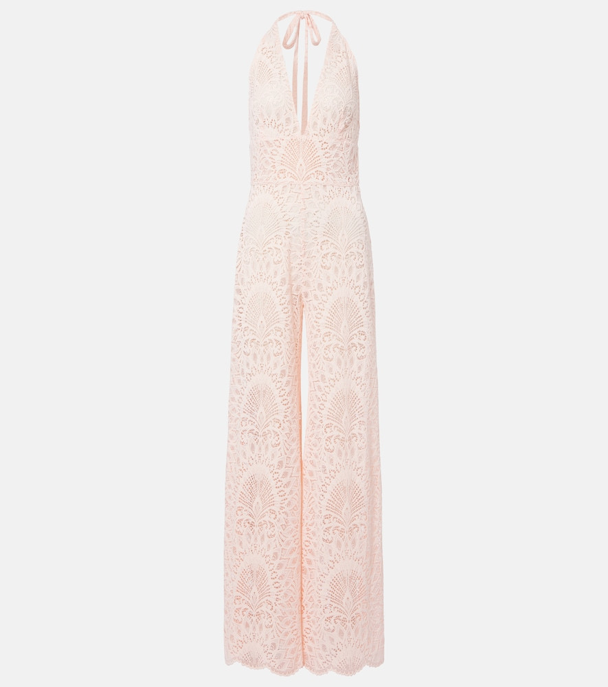 Alexandra Miro Irena halterneck lace jumpsuit | Mytheresa (INTL)