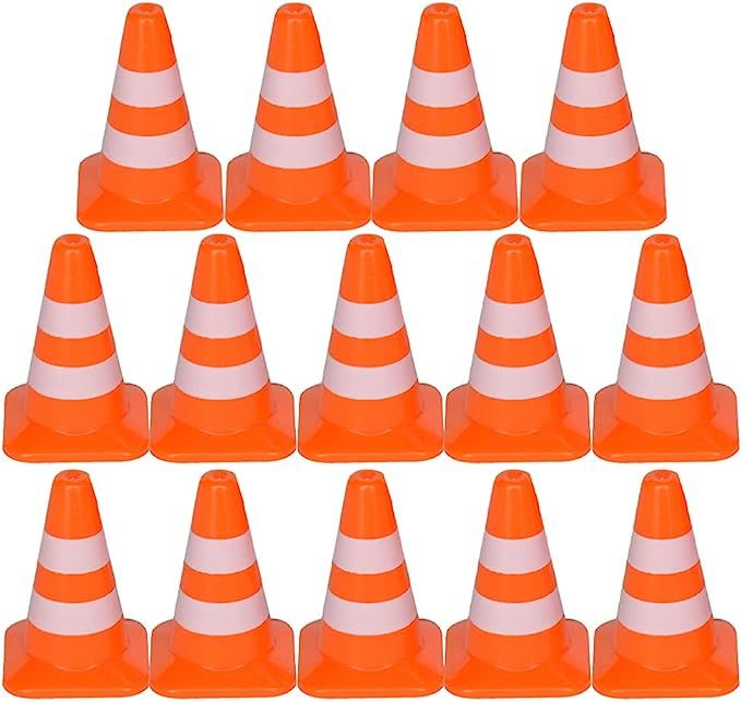 TOYANDONA 14Pcs Mini Traffic Cones, 1. 37 inch Play Traffic Signs Safety Cones Mini Road Signs To... | Amazon (US)