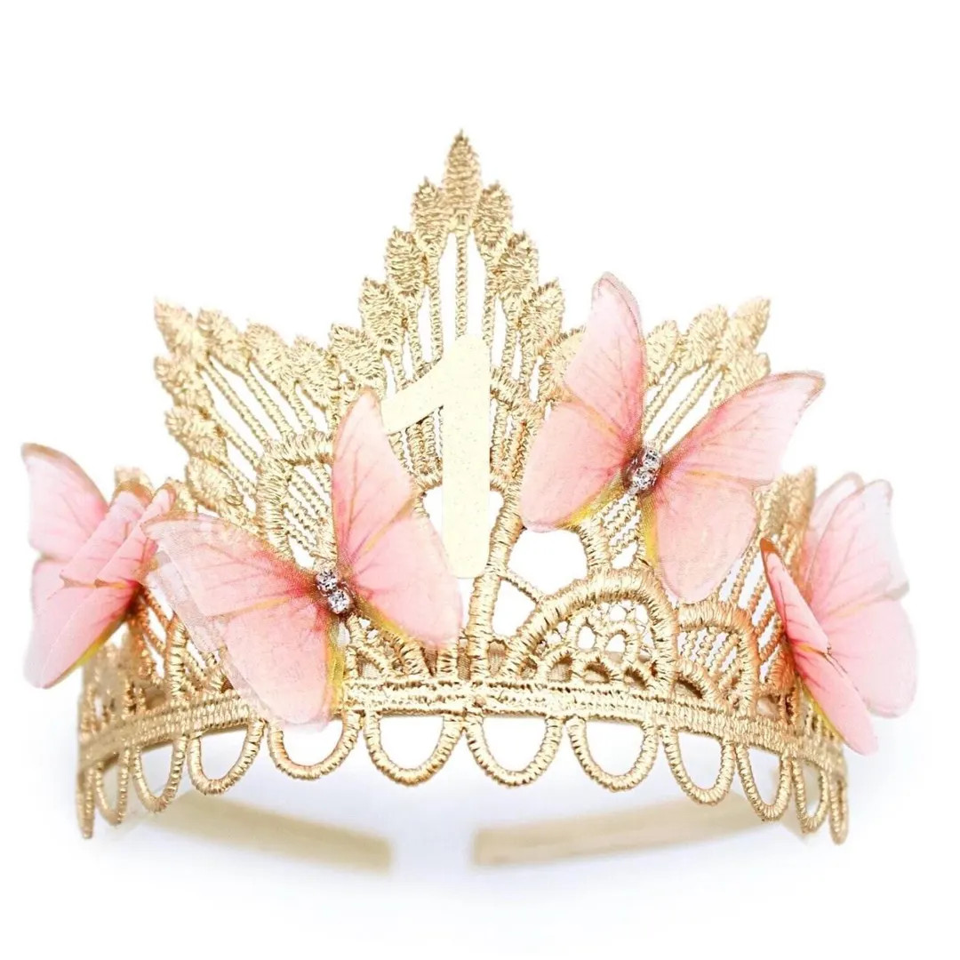 Fairy First Birthday Tiara | Butterfly 1st Birthday Lace Crown | Toddler Girl Party Hat | Gift fo... | Etsy (US)