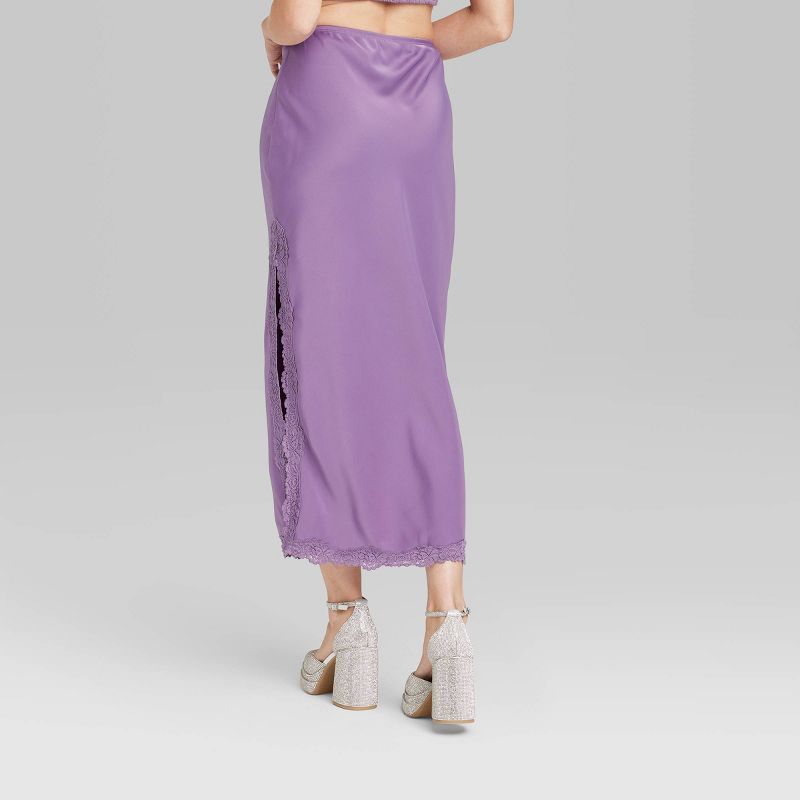 Women's Satin Lace Trim Midi Skirt - Wild Fable™ | Target
