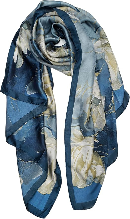 YOUR SMILE Large Mulberry Silk Feeling Long Stain Scarf Lightweight Sunscreen Shawls Wraps for Wo... | Amazon (US)