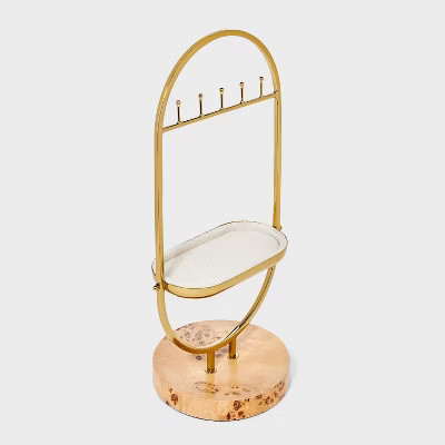 Oval Burlwood Standing Jewelry Organizer - A New Day™ Gold/Brown | Target