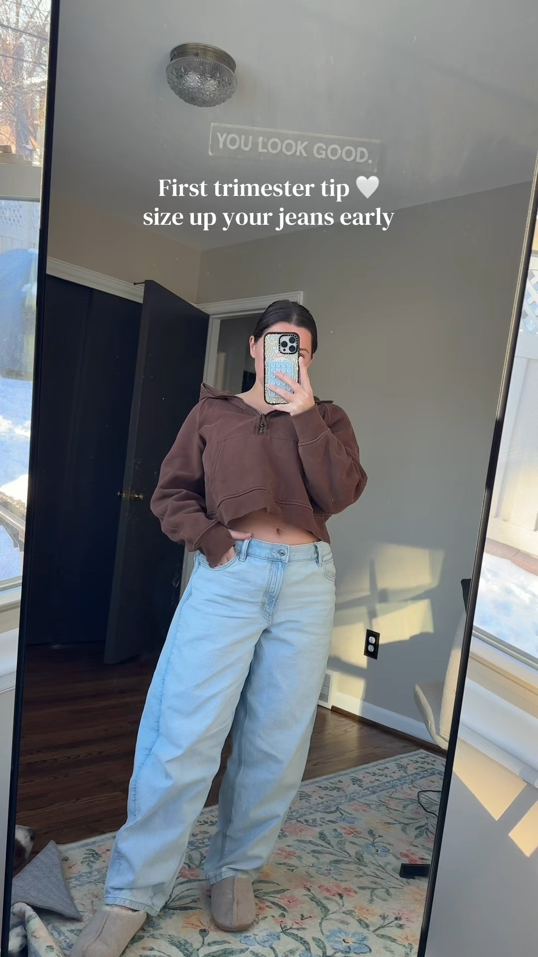 First trimester PSA: the bloating is REAL.
Before your jeans suddenly betray you, do yourself a favor and size up early. 

#LTKmomlife