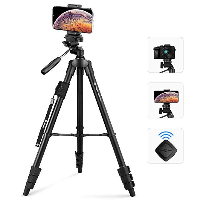 Fotopro 59" Camera Tripod, Aluminum Phone Tripod with Bluetooth Remote, GoPro Mount & Smartphone ... | Amazon (US)