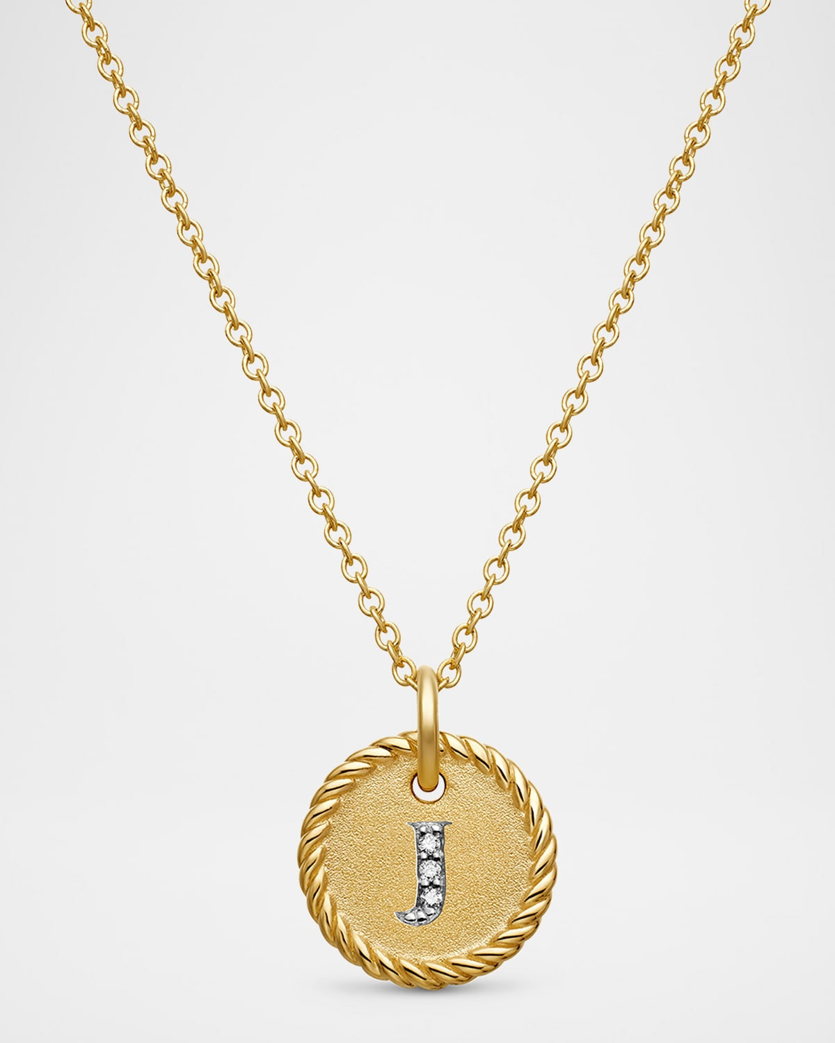 Cable Collectibles Initial Pendant Necklace with Diamonds in 18K Gold | Neiman Marcus
