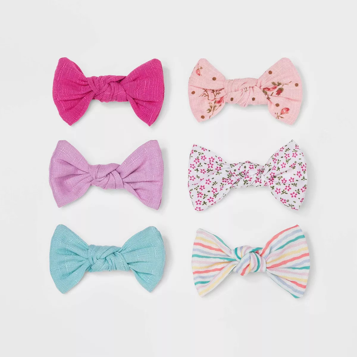 Baby Girls' 6pk Bow_Print Hair Clips - Cloud Island™ Blue/Pink | Target