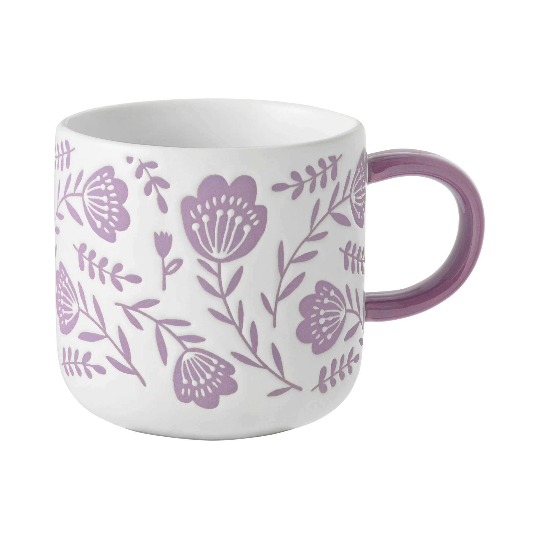 Mainstays 14.2-oz White & Purple Floral Glazed Ceramic Mug | Walmart (US)