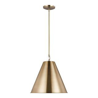 Gordon 1-Light Satin Brass Small Hanging Pendant with Steel Shade | The Home Depot