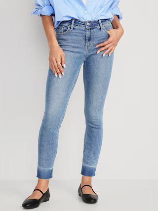 Mid-Rise Rockstar Super Skinny Cut-Off Ankle Jeans for Women | Old Navy (US)