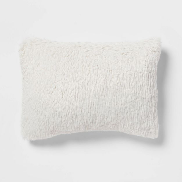 Oblong Luxe Faux Fur Decorative Throw Pillow Cream - Threshold™ | Target