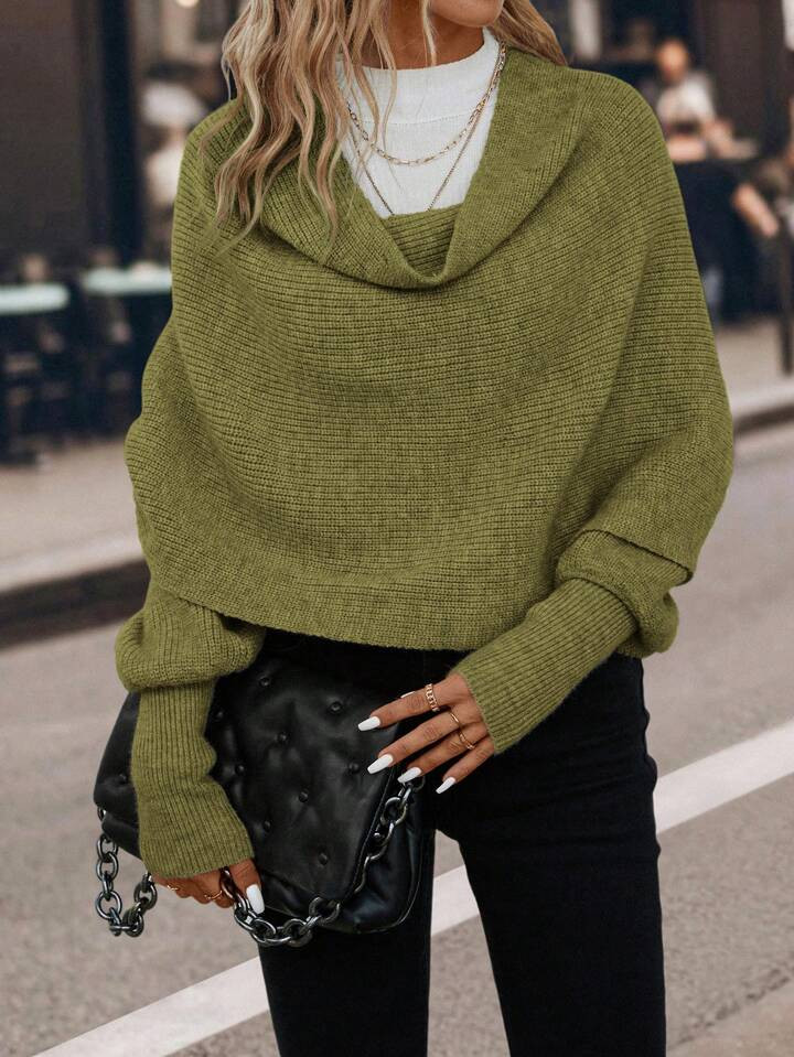 SHEIN Clasi Women'S Cowl Neck Batwing Sleeve Sweater | SHEIN