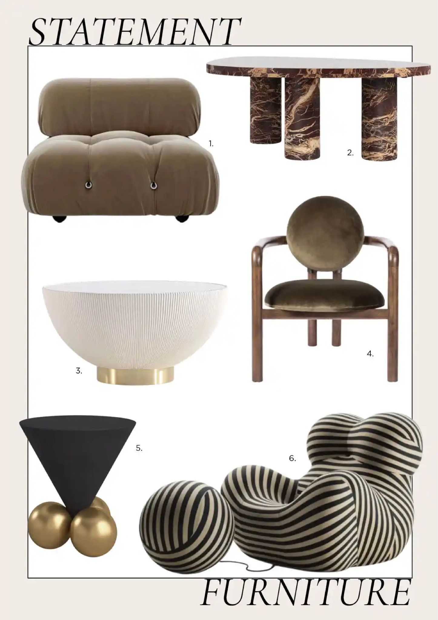 Save big on bold statement furniture during Wayfair’s End Of Year Clearance Sale, including up to 60% off and fast shipping. I’ve rounded up all my favorite unique, eclectic, funky furniture to help add personality to your room.

@wayfair #wayfair #wayfairpartner

Living room furniture, affordable furniture, eclectic furniture, affordable unique furniture finds, unique statement furniture, funky chair, velvet chair, stone table, modern table, post modern coffee table, vintage style coffee table, black and white stripe chair

#LTKStyleTip #LTKHome #LTKSaleAlert