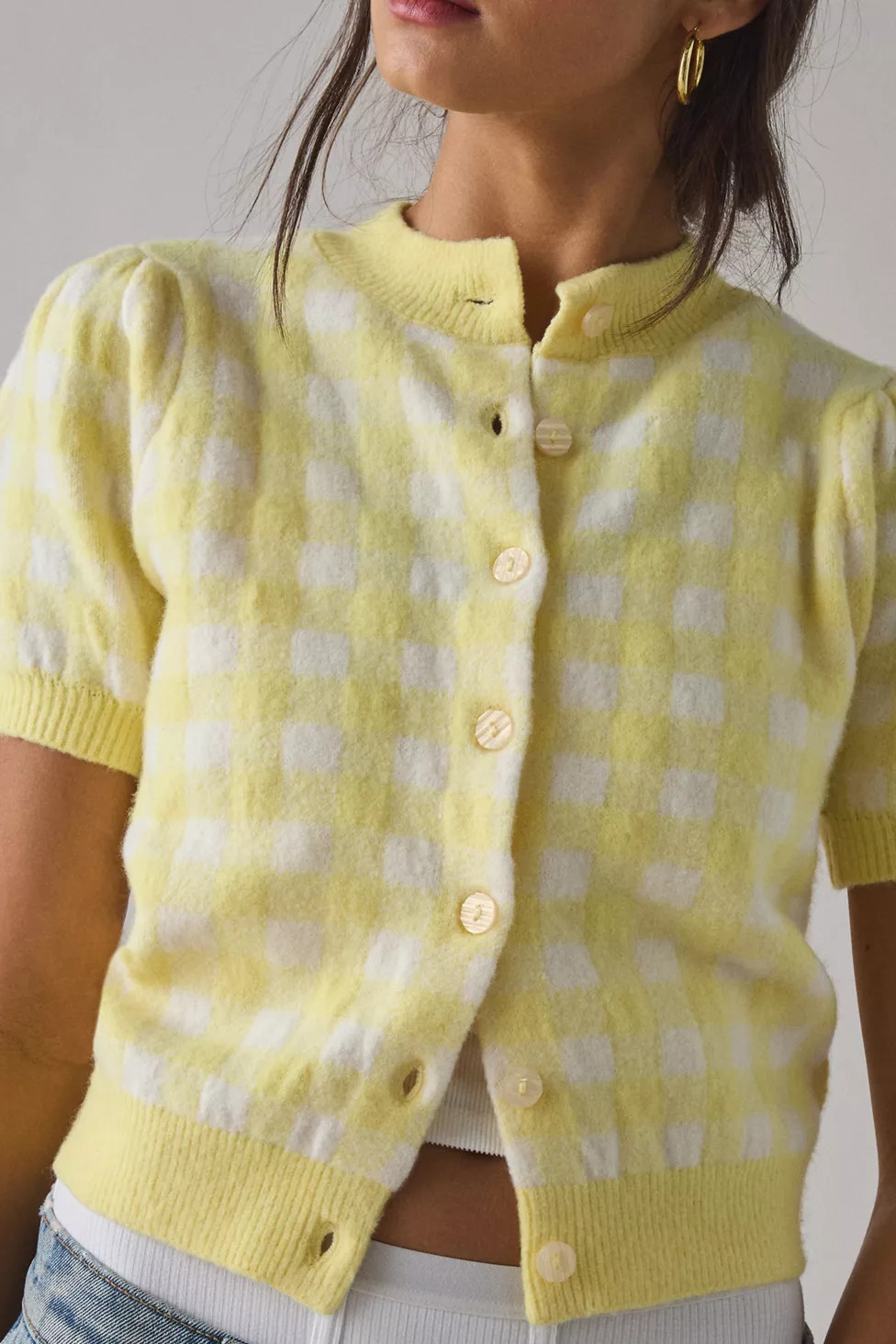 Kimchi Blue Kate Puff Short Sleeve Cardigan | Urban Outfitters (US and RoW)