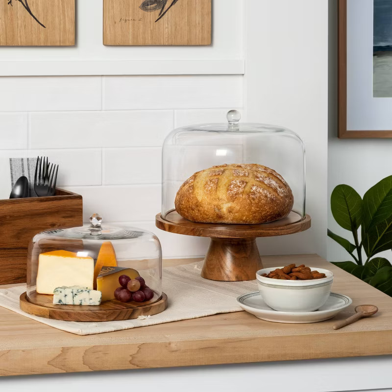 9" Wood & Glass Covered Dessert Storage - Hearth & Hand™ with Magnolia | Target