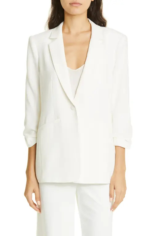Cinq à Sept Khloe Ruched Sleeve Blazer in Ivory at Nordstrom, Size 0 | Nordstrom