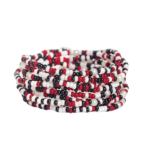 INK + ALLOY Game Day Bracelets for Women, Beaded Bracelet Stacks for Fans, Handmade Jewelry for College Students, Teachers, Team Gifts, Set of 10 (Bright Red, Black + White) | Amazon (US)