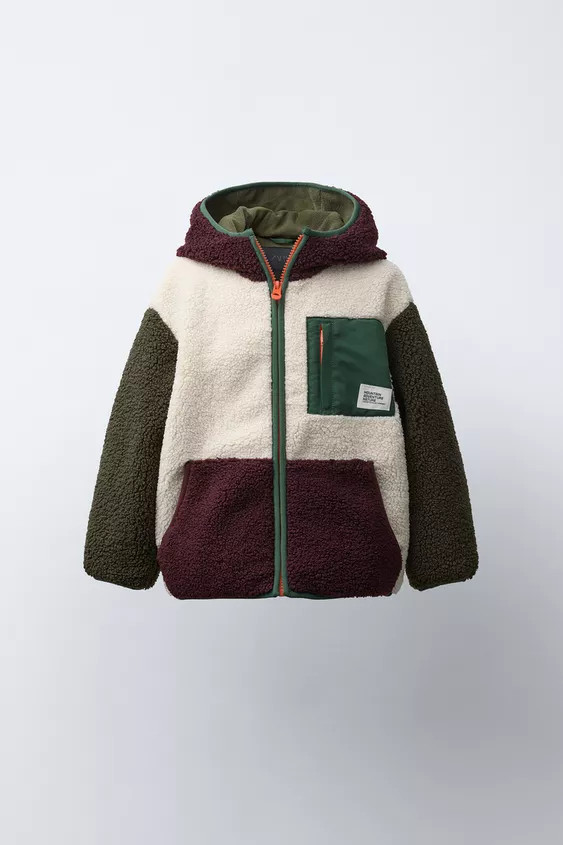 COLOR BLOCK FLEECE JACKET WITH POLAR FLEECE LINING | Zara US