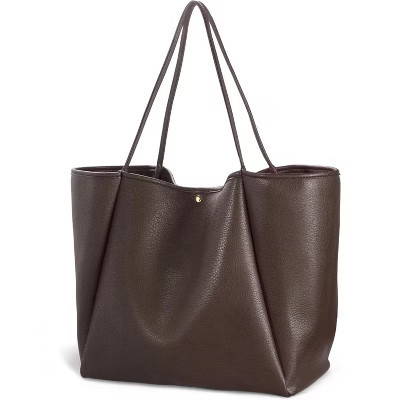 Oversize Pu Leather Tote Women Weekender Bag Shopper Handbag Travel Purse Coffee 22‘’x 6.5''x 15'' | Target