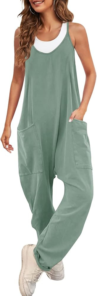 CAIYING Jumpsuit for Women Casual Sleeveless Summer Rompers Stretchy Strap Long Pant Baggy Overal... | Amazon (CA)