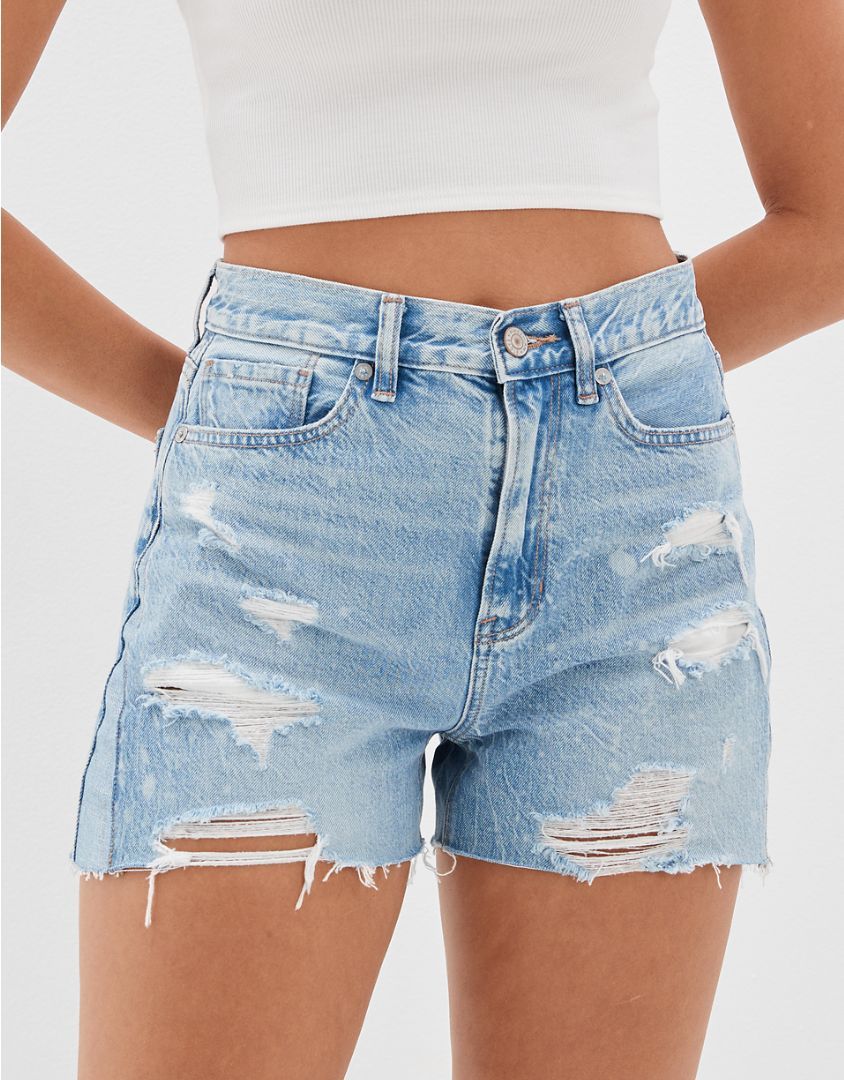 AE Real Good Repurposed Denim Mom Shorts | American Eagle Outfitters (US & CA)