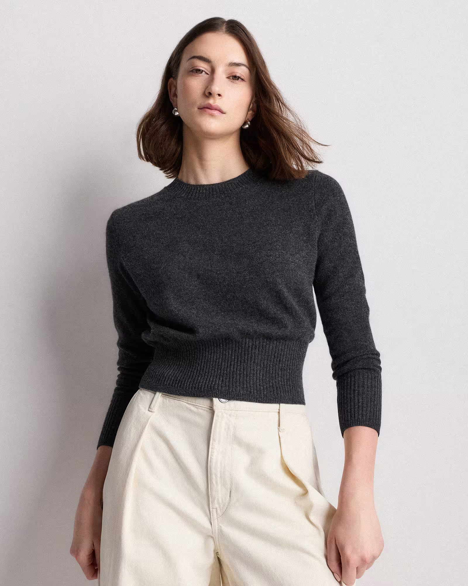 Mongolian Cashmere Shrunken Crewneck Sweater | Quince