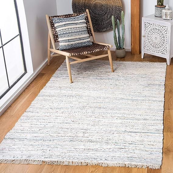 Safavieh Rag Rug Collection RAR121G Handmade Boho Stripe Cotton Area Rug, 6' x 6' Square, Ivory /... | Amazon (US)