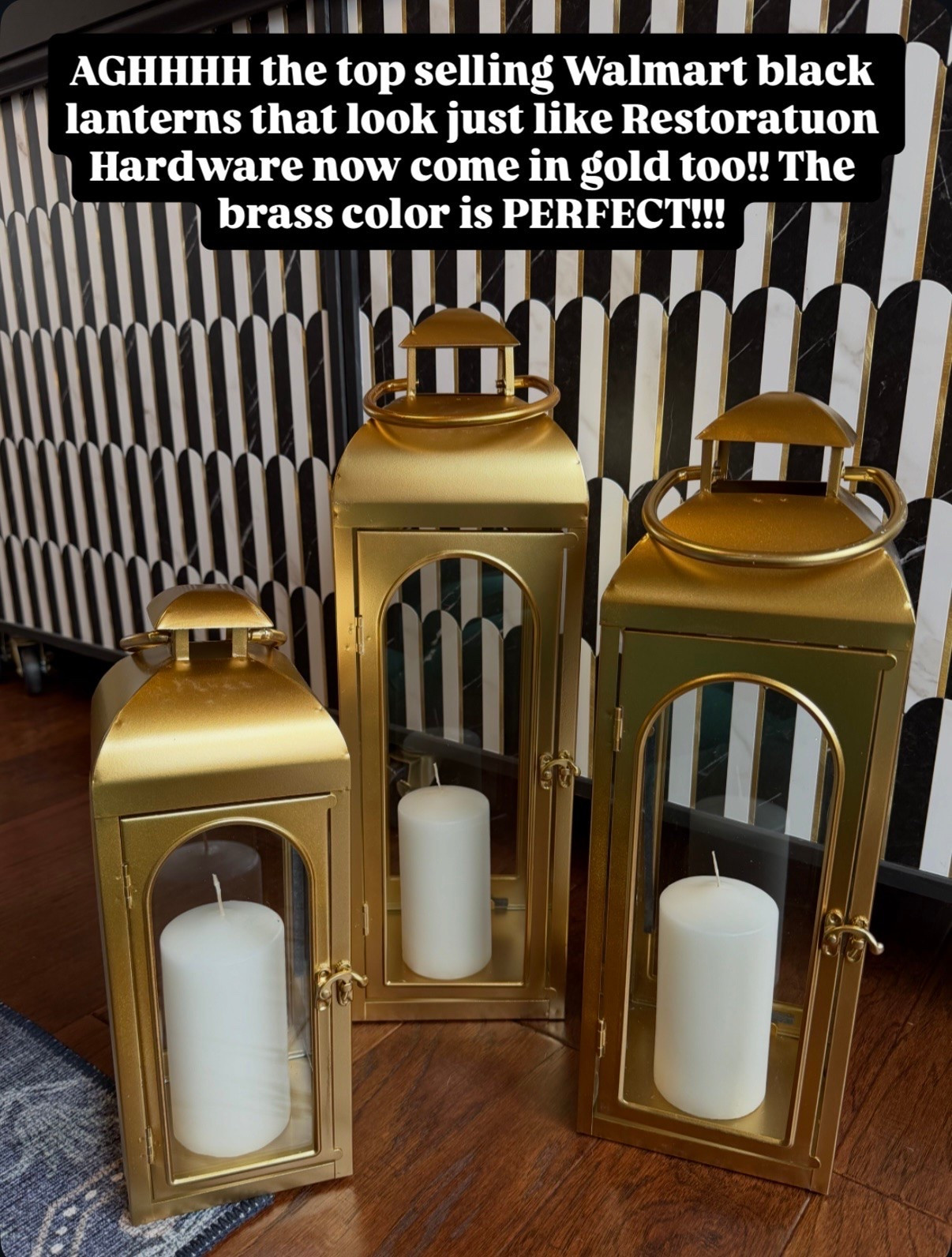 The gold lanterns from Walmart look so incredibly high end & come in 3 sizes and in black! They are super affordable!

#LTKHome