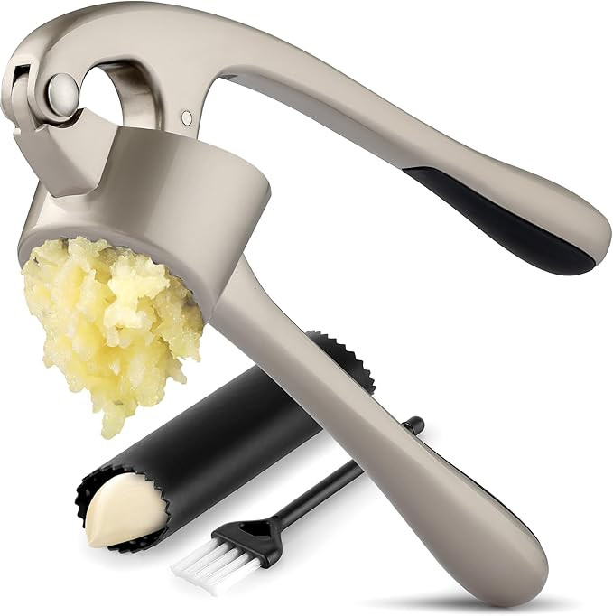 Zulay Kitchen Large Premium Garlic Press Set - Bigger Bowl for Bigger Garlic - Rust Proof & Dishw... | Amazon (US)