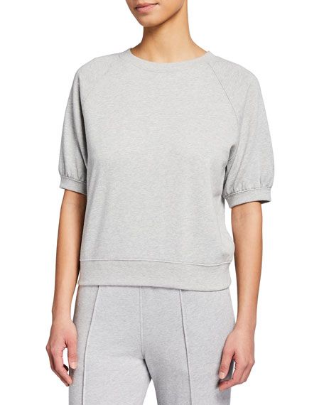 Rails Lia Short-Sleeve Heathered Sweatshirt | Neiman Marcus