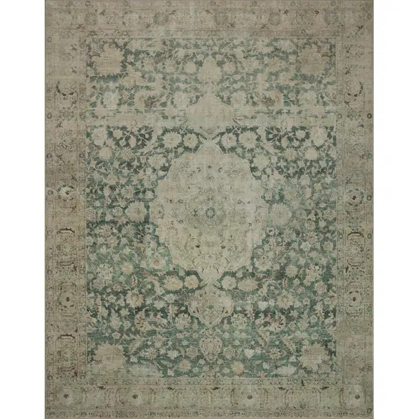 Magnolia Home By Joanna Gaines X Loloi Sinclair Machine Washable Jade / Sand Area Rug | Birch Lane