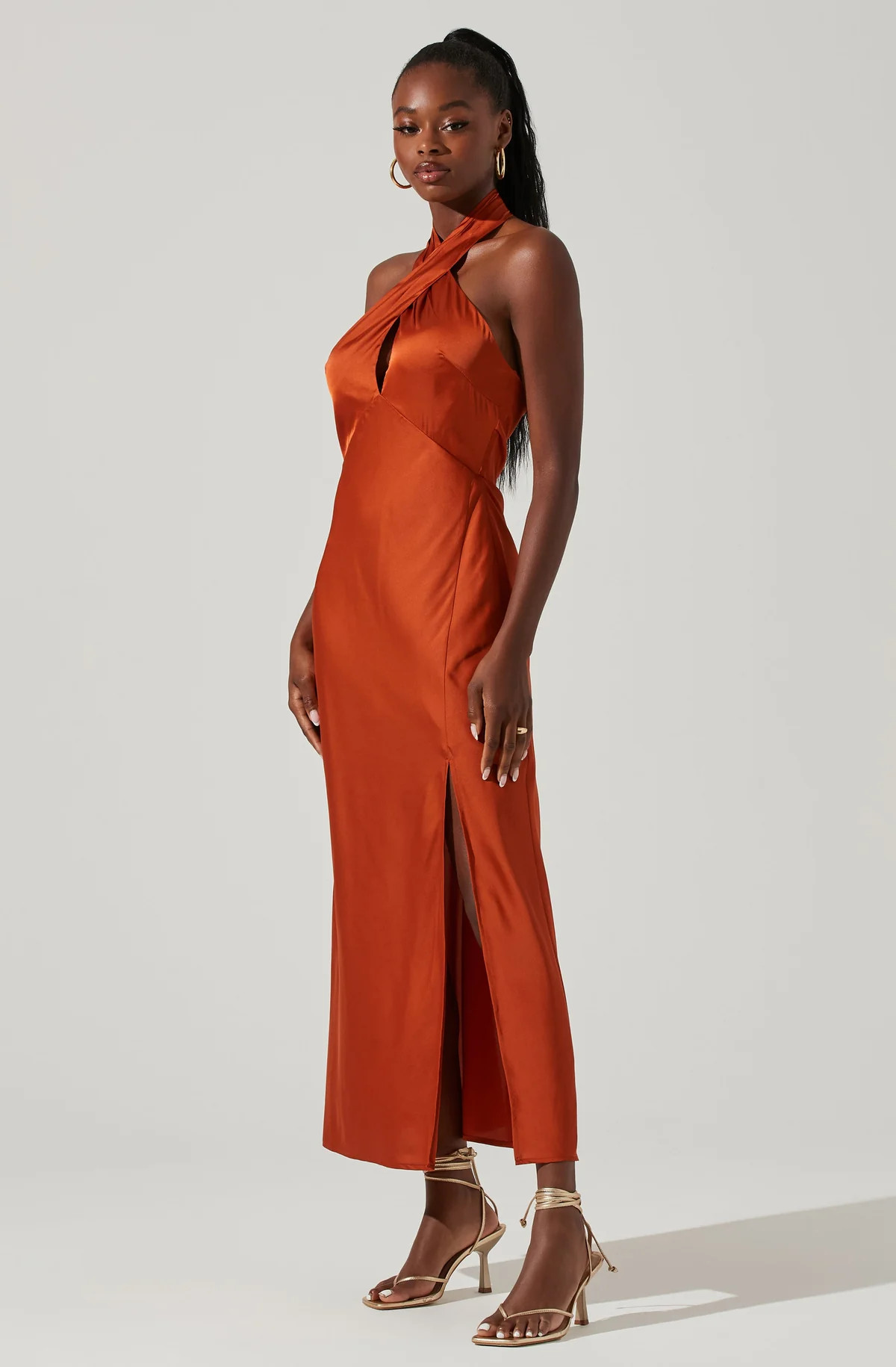 Marissa Satin Halter Neck Midi Dress | ASTR The Label (US)