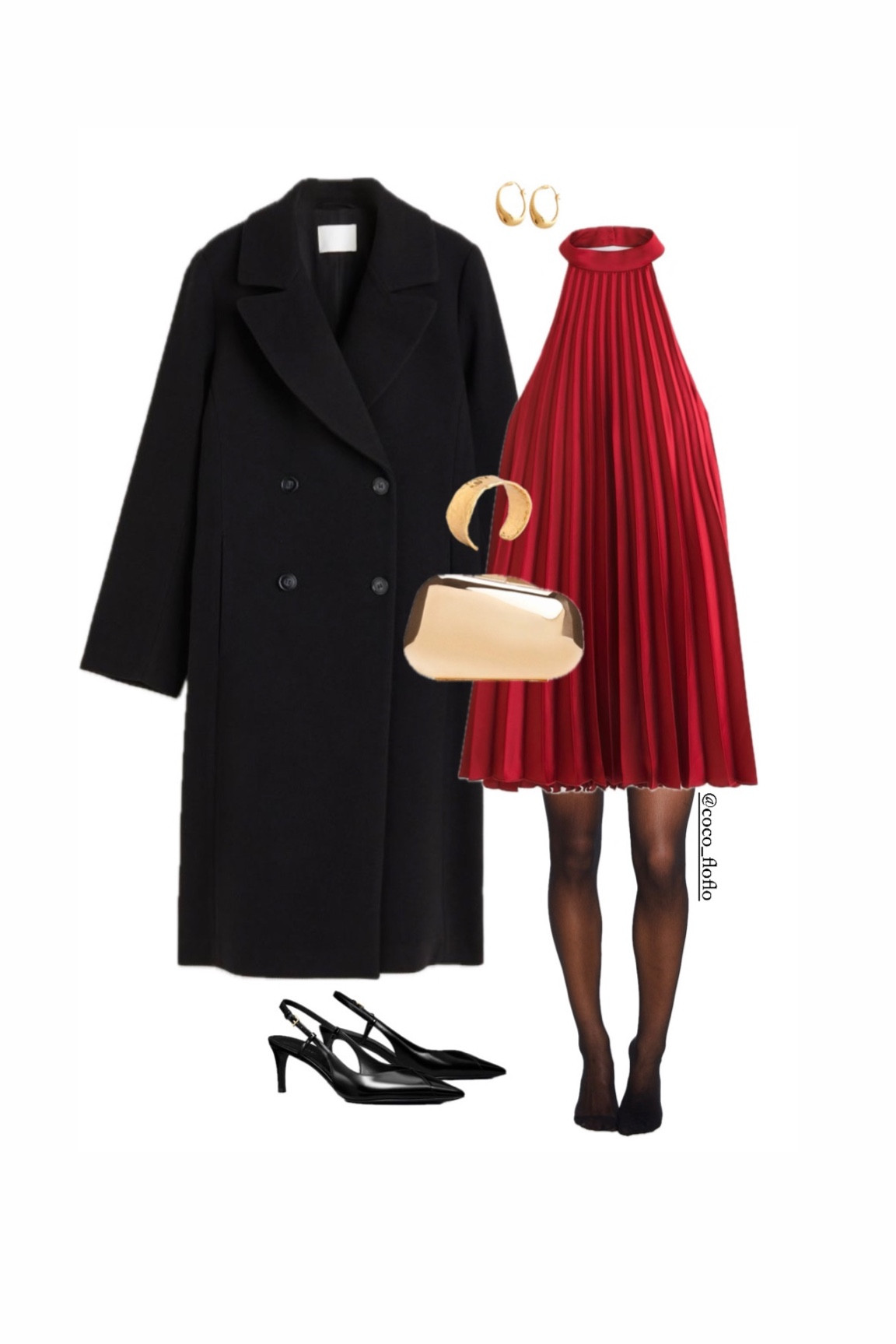 Styling Pleated halter neck dress, oversized winter coat, gold clutch 

#LTKstyletip #LTKeurope #LTKSeasonal