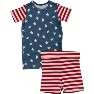 Stars + Stripes Bamboo Cozy Short Set | Mebie Baby