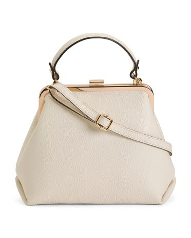 Made In Italy Leather Clasp Frame Satchel | TJ Maxx