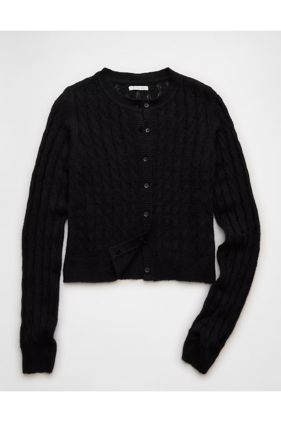 AE Whoa So Soft Button-Front Cardigan Women's Black S | American Eagle Outfitters (US & CA)