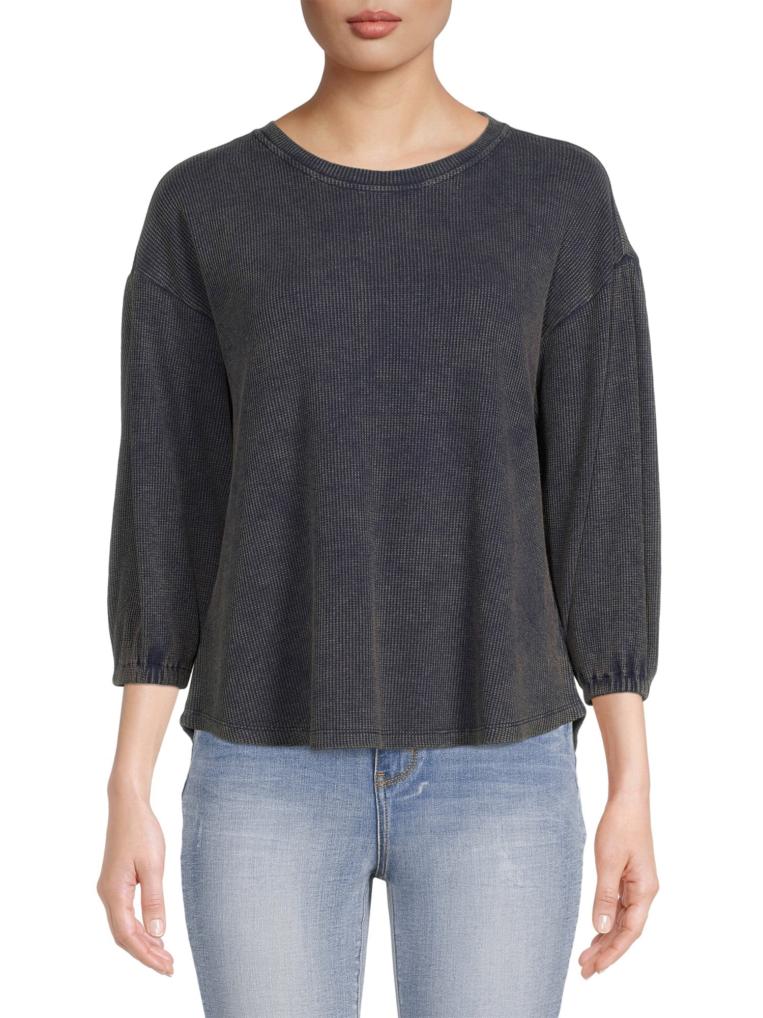 Time and Tru Women's Washed Waffle Top | Walmart (US)