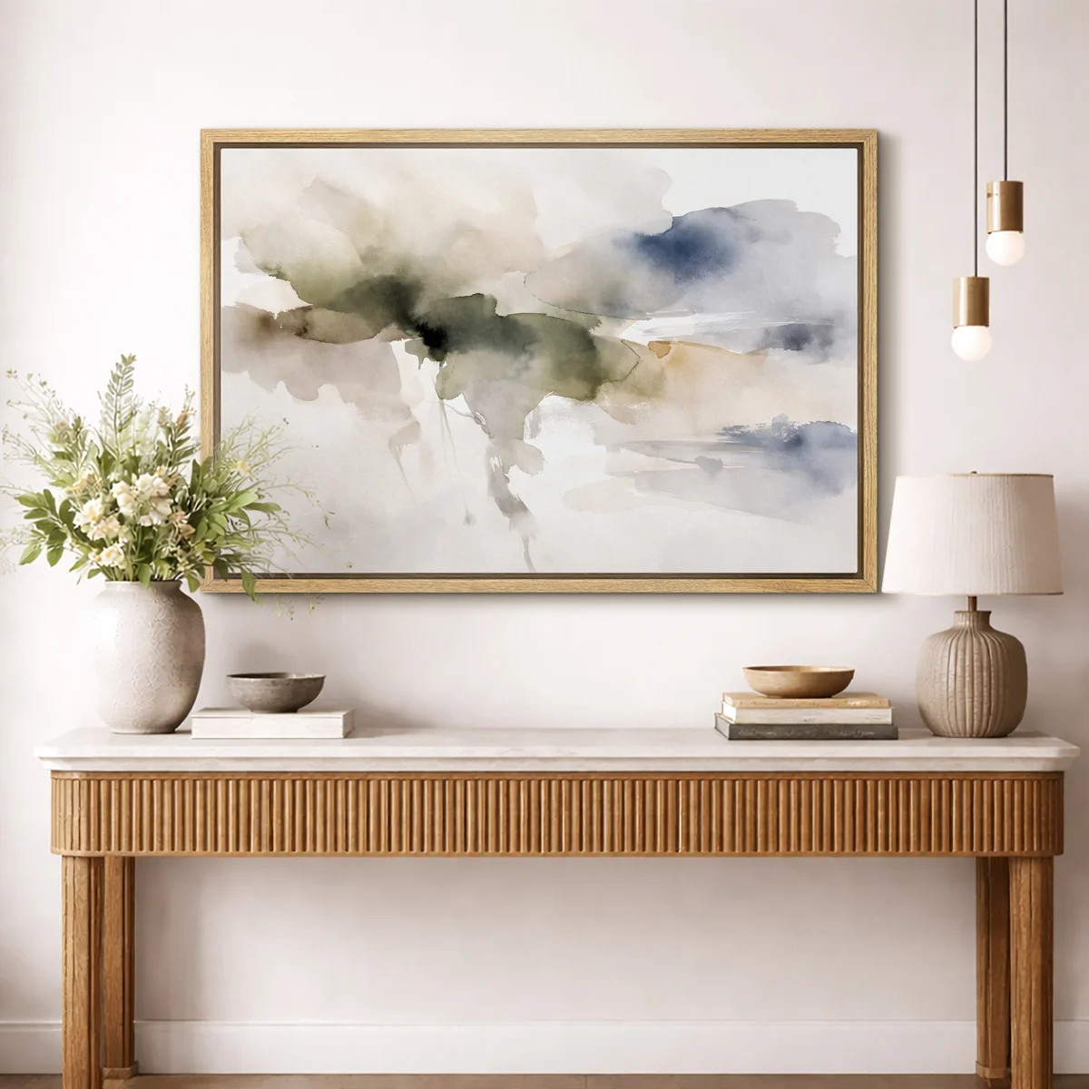 Earth Tone Abstract Landscape Artwork, Modern Living Room Pictures, Framed Canvas Giclee Print Wa... | Wayfair North America