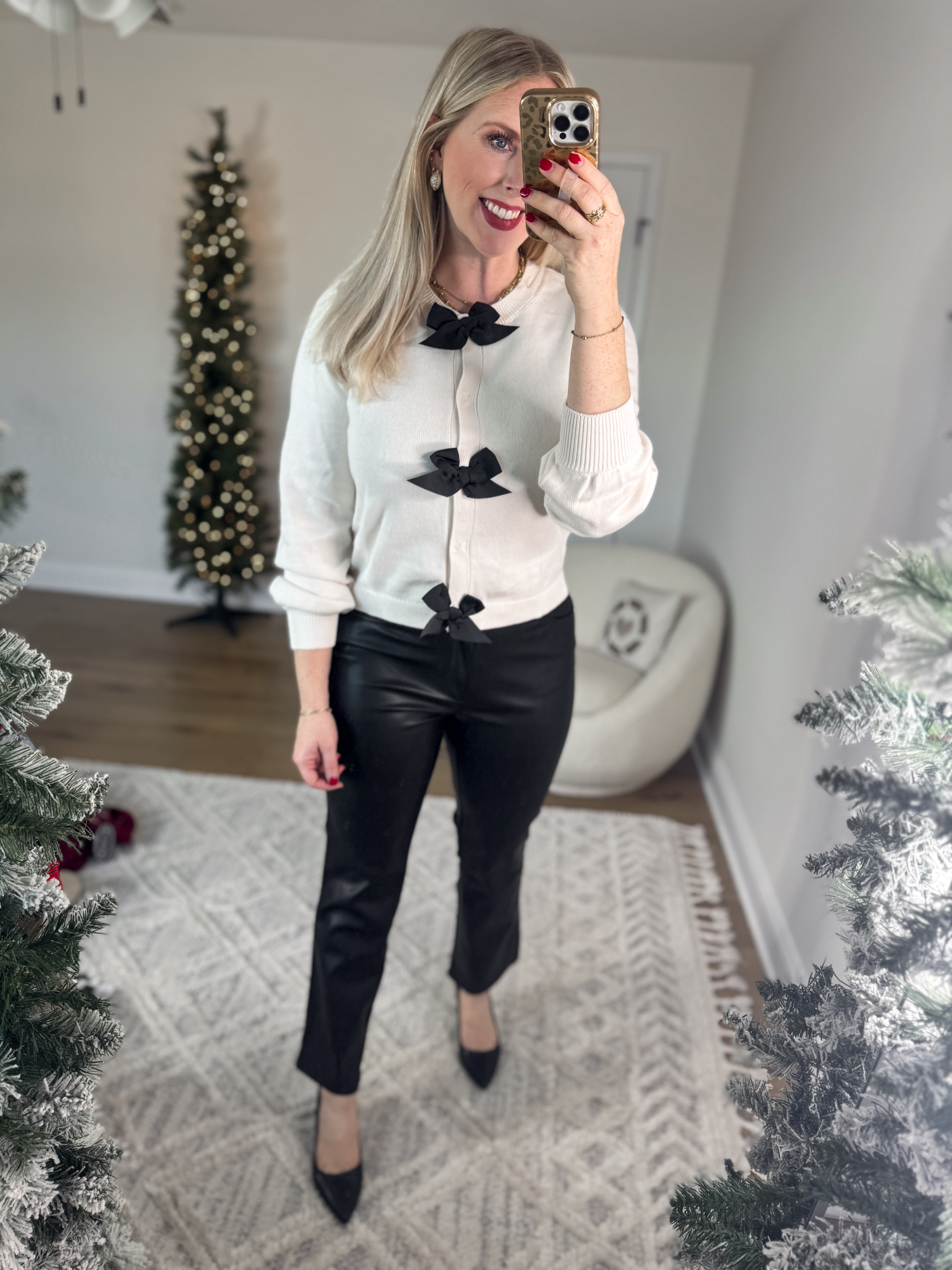 Daily try on, Walmart outfit, loft try on, bow sweater, faux leather pants 

Medium 

#LTKFindsUnder50 #LTKStyleTip #LTKSaleAlert