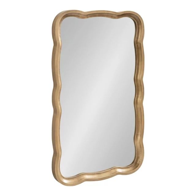Kate and Laurel Hatherleigh Scallop Wooden Vintage Wavy Wall Mirror, 24 x 38, Antique Gold | Walmart (US)