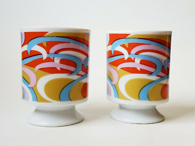 Set of 2 Vintage Mod Discotheque Pattern Coffee Mug Tea Cup Japan | eBay US